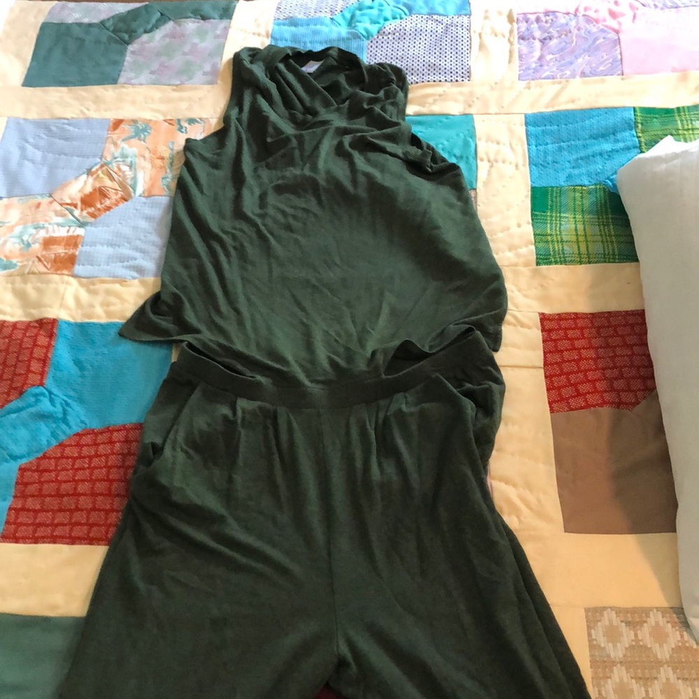 Floor length green cabi jumpsuit/romper